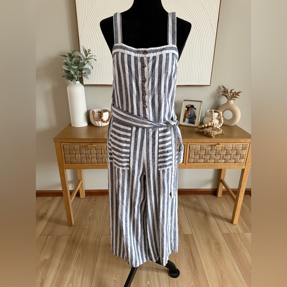 Dip lightweight Navy and White Striped Jumpsuit Beachwear CasualChic ResortWear
